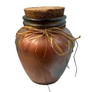 North Hatley Candle Peach Colored Glass Candle Jar With Cork Lid Raffia Canada